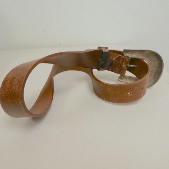 STREETS AHEAD WESTERN silver brass leather belt M